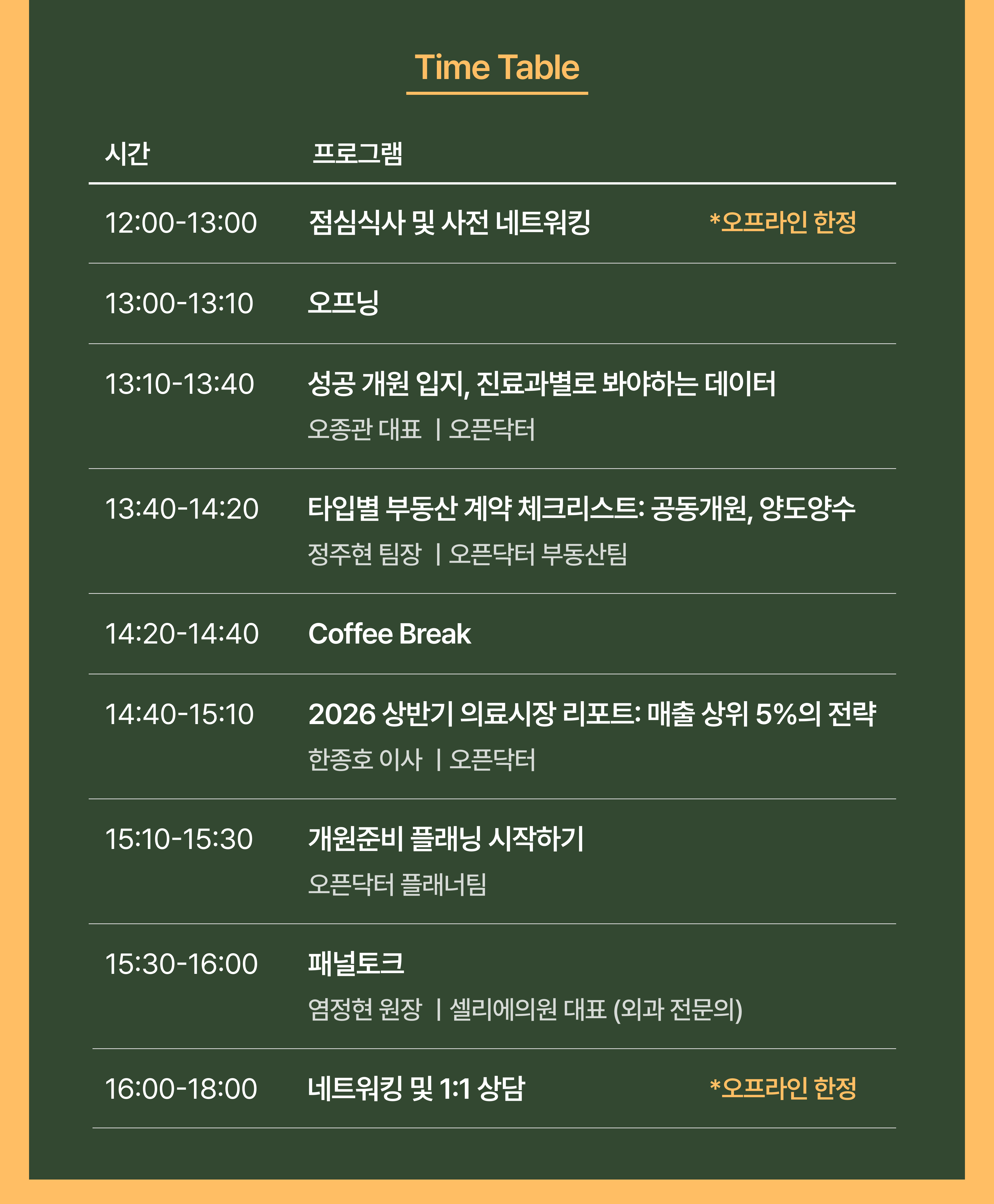 오픈닥터 5회차 개원세미나(의과) 상세 안내